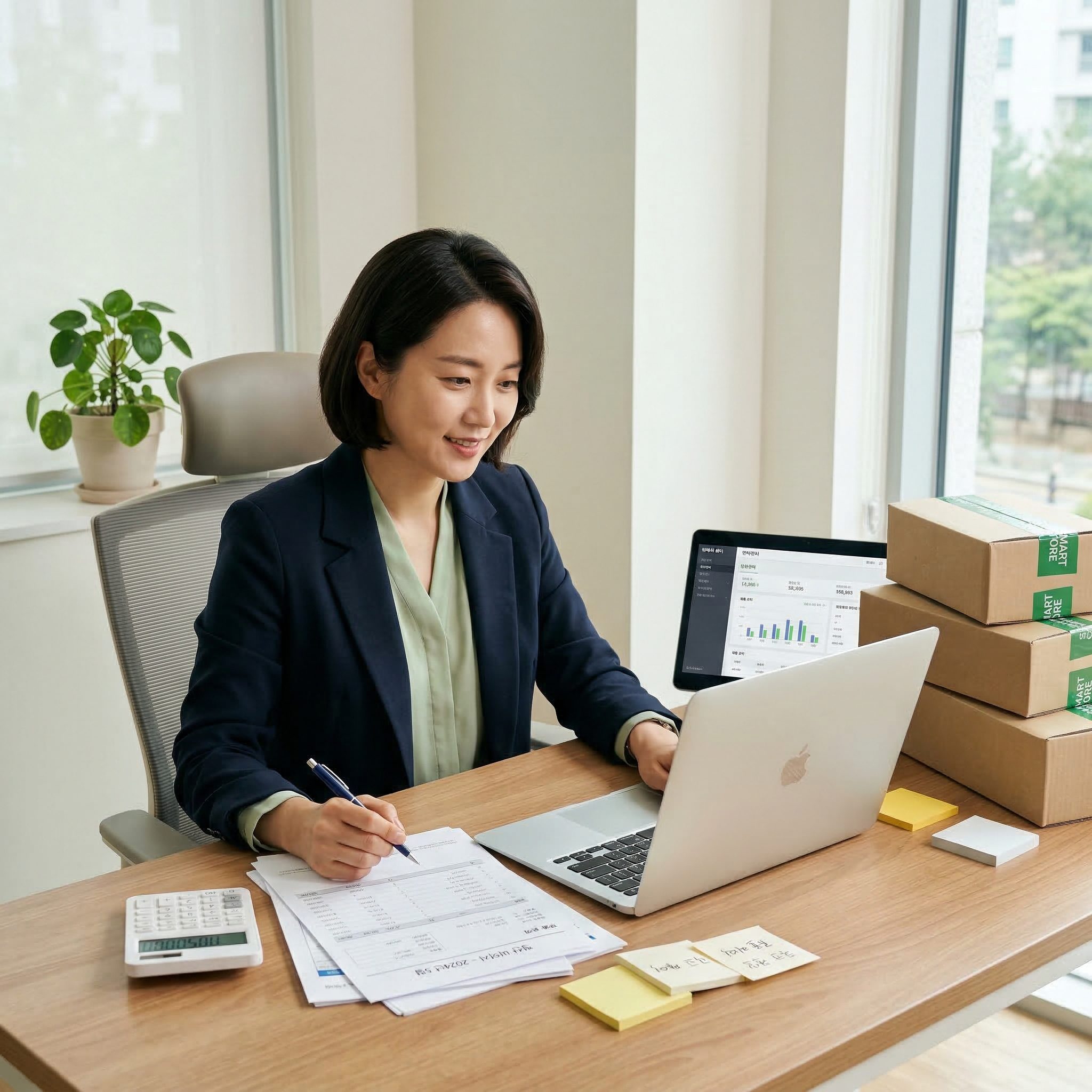 스마트스토어 수수료를 보여주는 정산서와 계산기 썸네일 이미지