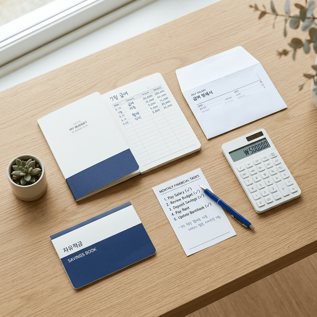 월급 관리 방법을 보여주는 급여명세서 가계부 계산기 썸네일 이미지