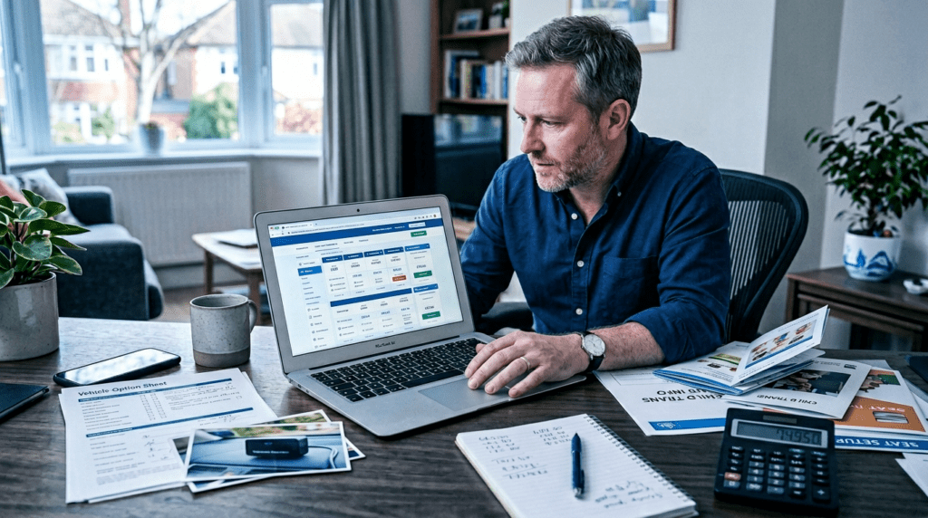 자동차보험 할인 특약 가입 전 비교견적을 확인하는 이미지