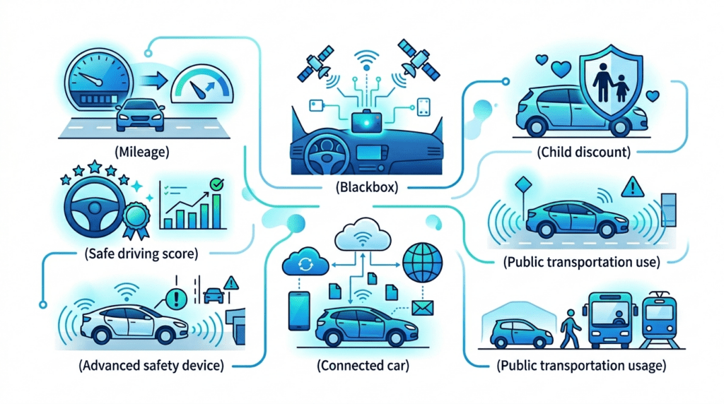 자동차보험 할인 특약 종류를 정리한 이미지