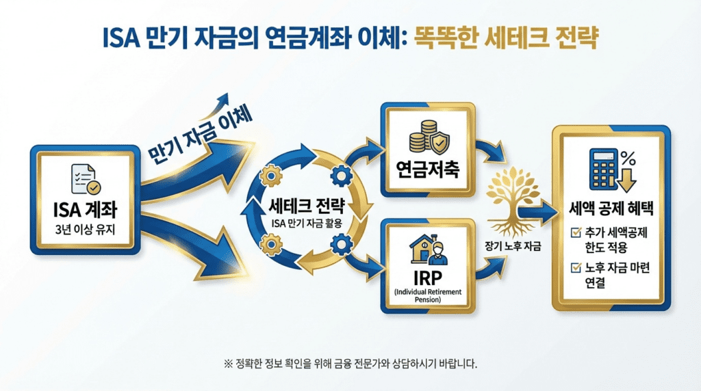 ISA 만기 자금을 연금저축과 IRP로 이전하는 절세 전략 인포그래픽