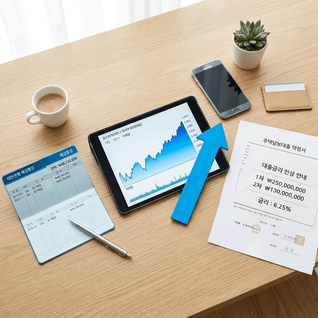 금리 상승이 예금 대출 주식에 미치는 영향을 보여주는 경제 블로그 썸네일 이미지