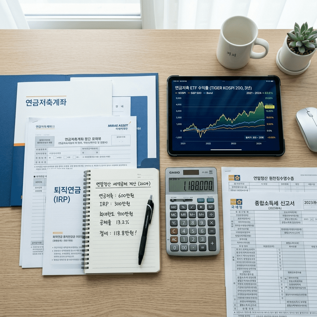 연금저축펀드 장단점을 보여주는 절세 문서와 투자 계좌 썸네일 이미지