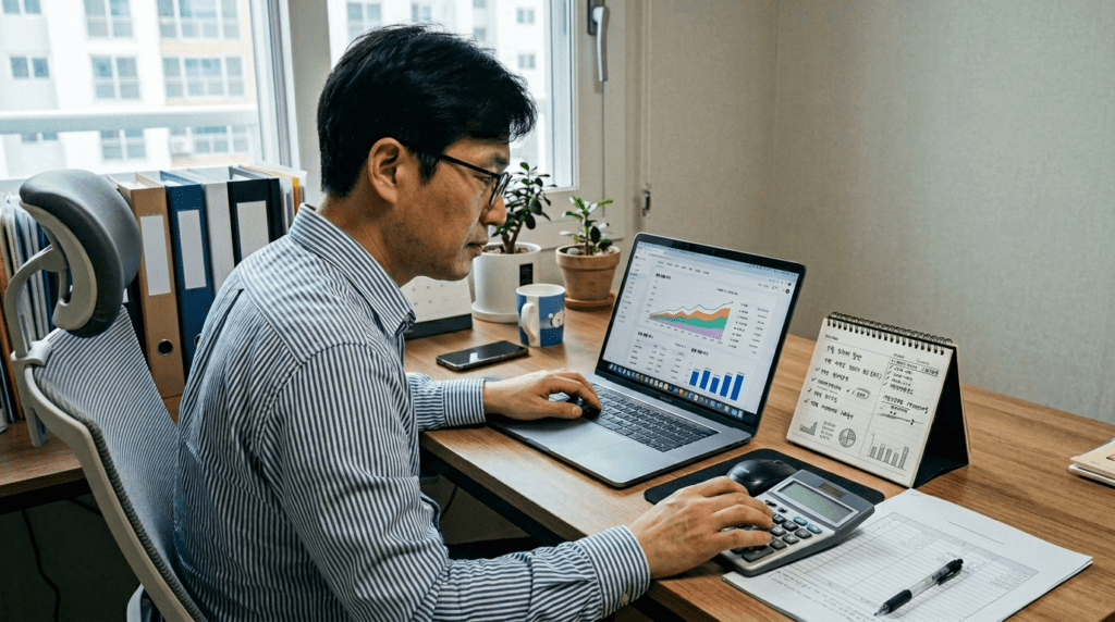 간이과세자 기준과 일반과세자 전환 여부를 확인하는 이미지