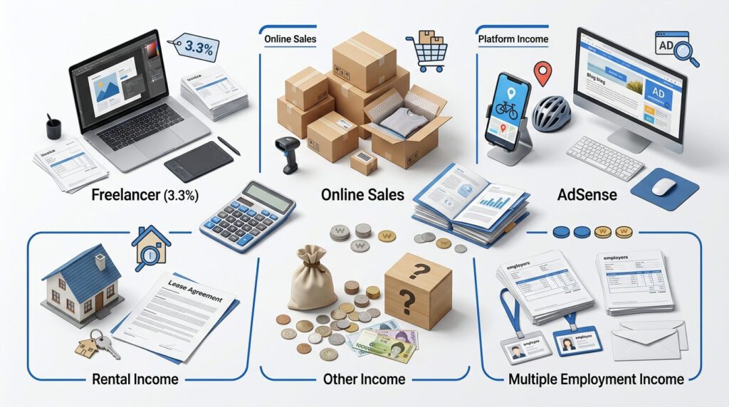 부업 종합소득세 신고 대상 유형을 정리한 이미지