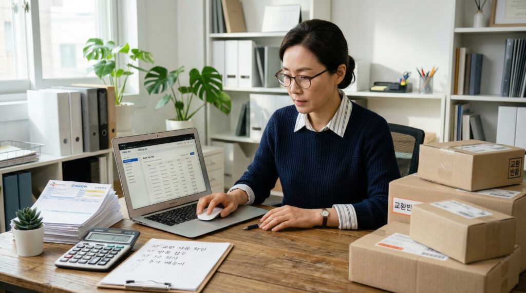 스마트스토어 교환 배송비와 반품 차감 내역을 확인하는 이미지