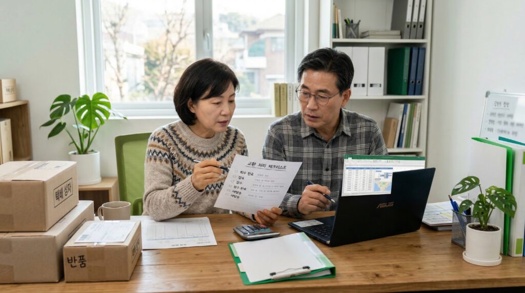 스마트스토어 교환처리 체크포인트를 점검하는 이미지
