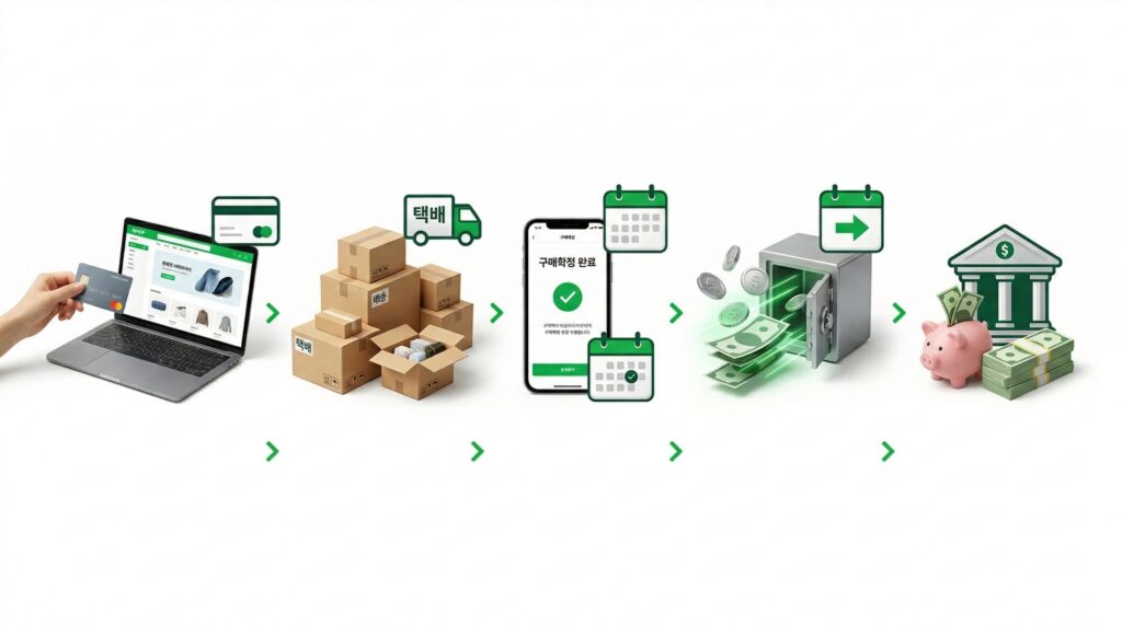 스마트스토어 주문부터 입금까지 정산 흐름을 정리한 이미지
