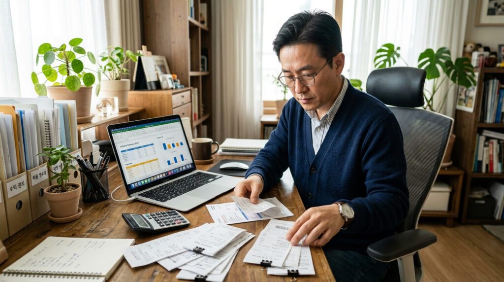 애드센스 경비자료와 지출 증빙을 정리하는 이미지