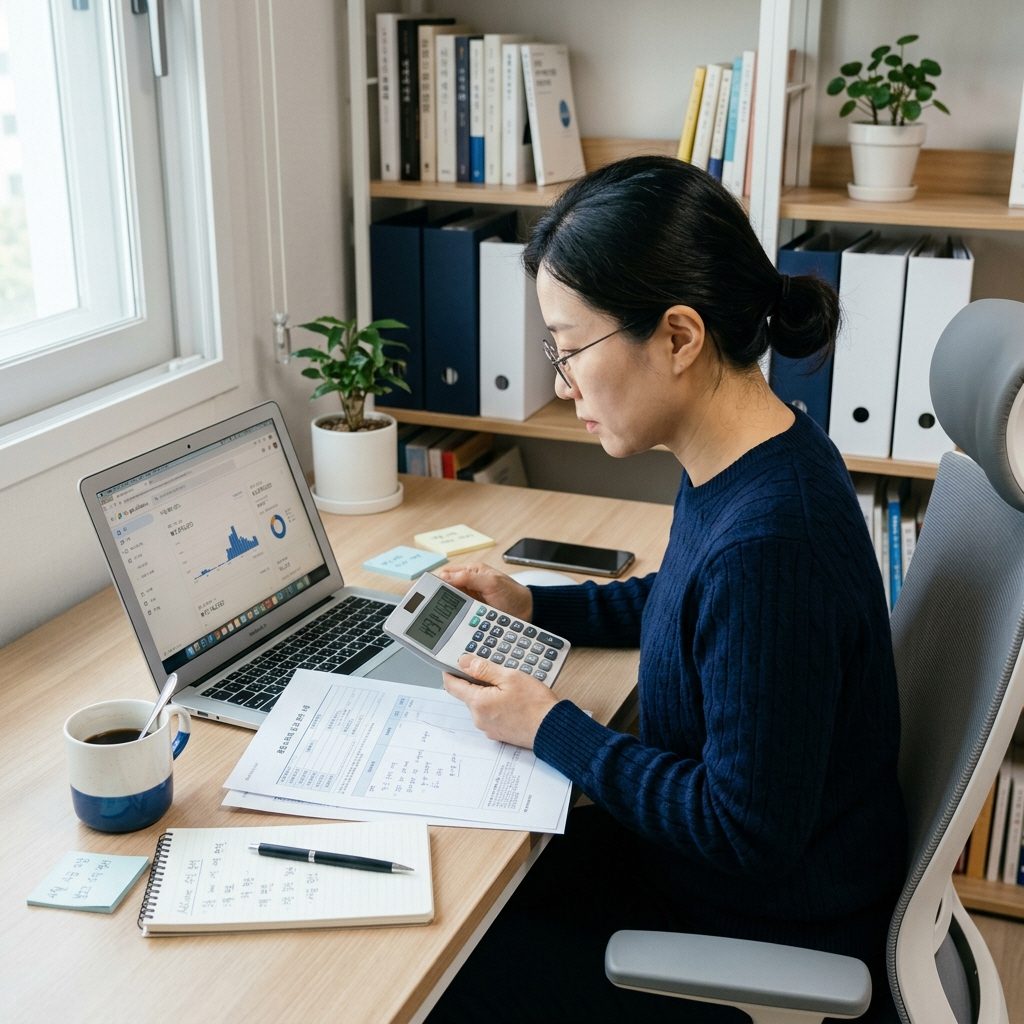 애드센스 종합소득세 신고를 보여주는 노트북과 세금 서류 썸네일 이미지