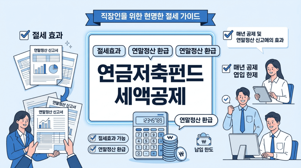 연금저축펀드의 세액공제 효과와 연말정산 환급 혜택을 설명하는 인포그래픽