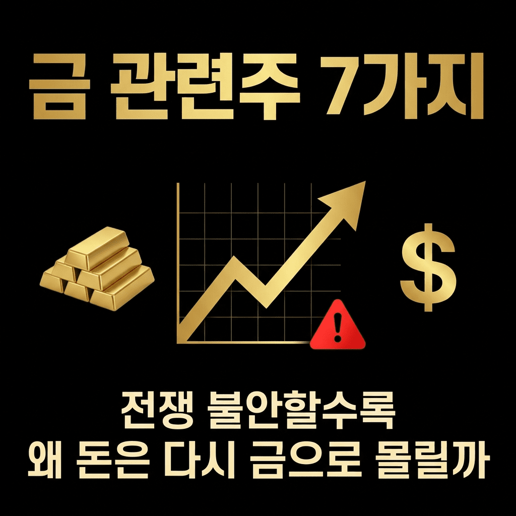 금 관련주 7가지와 전쟁 불안 시 안전자산으로 금이 주목받는 이유를 정리한 투자 가이드 블로그 썸네일